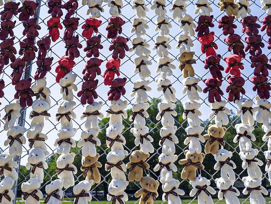 Pluszaki ukraińskich aktywistów w parku w centrum Waszyngtonu