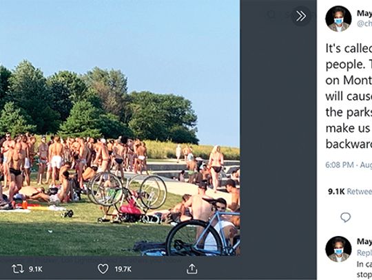 Burmistrz grozi ponownym zamknięciem wybrzeża; chicagowianie uciekają na plaże na przedmieściach