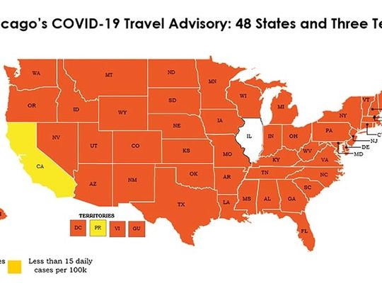 Cały kraj oprócz Kalifornii i Portoryko na chicagowskiej liście kwarantanny