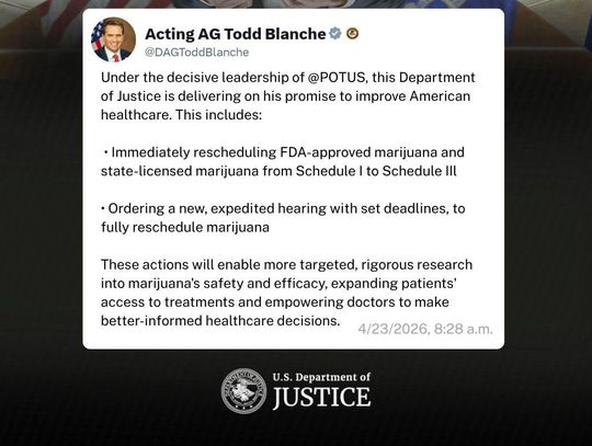 Departament Sprawiedliwości złagodził federalne obostrzenia dotyczące marihuany