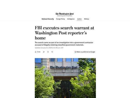 FBI przeszukało dom dziennikarki „Washington Post” w śledztwie dot. wycieku dokumentów