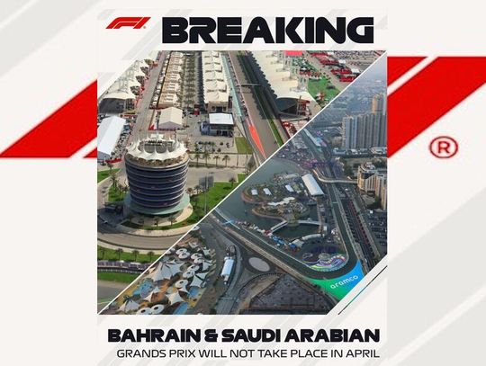 Formuła 1 - odwołano wyścigi w Bahrajnie i Arabii Saudyjskiej