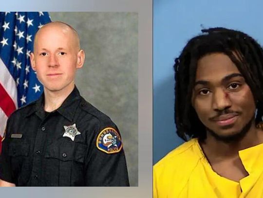 Funkcjonariusz Kotlewski w sądzie ze sprawcą, który oddał do niego strzały