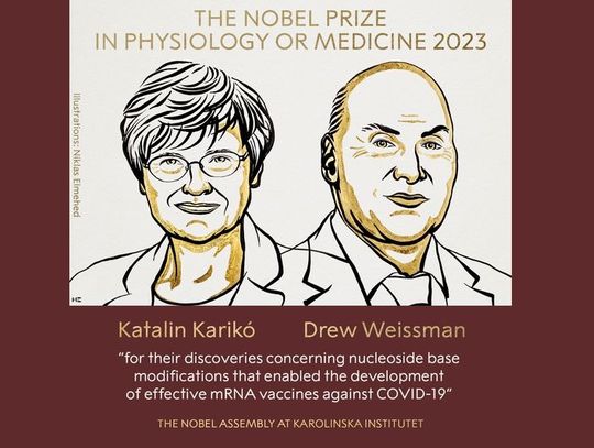 Katalin Karikó i Drew Weissman - laureatami Nagrody Nobla 2023 w dziedzinie medycyny i fizjologii