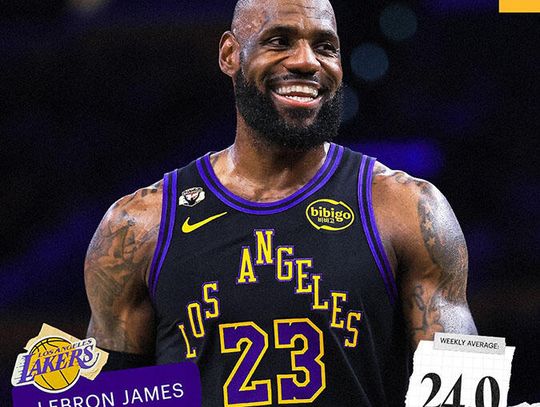 Liga NBA - 41-letni LeBron James graczem tygodnia na Zachodzie