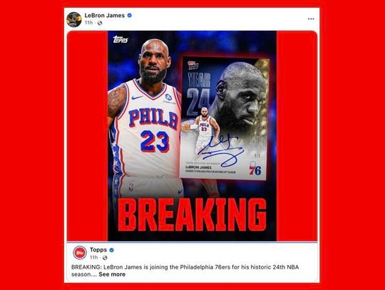 Liga NBA - LeBron James koszykarzem Philadelphia 76ers
