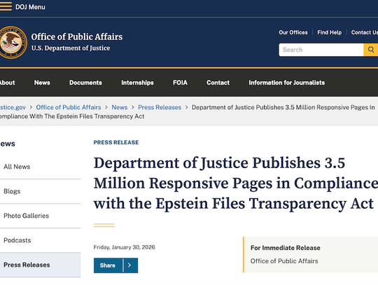 Lista donosów dot. Trumpa wśród opublikowanych dokumentów dot. Epsteina