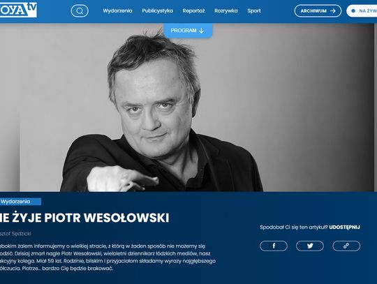 Łódź. Nie żyje dziennikarz Piotr Wesołowski