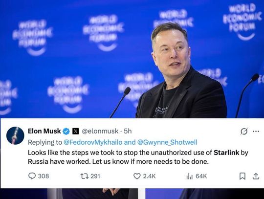 Musk: podjęliśmy skuteczne kroki, by uniemożliwić Rosji korzystanie ze Starlinka