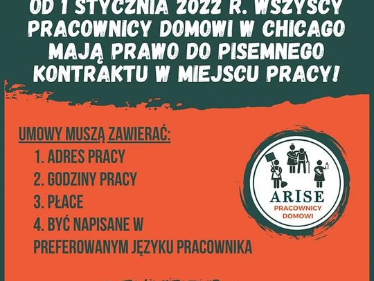 Od 1 stycznia w Chicago pracownicy domowi podpisują umowy z pracodawcami