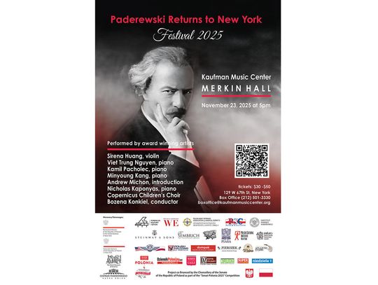 Paderewski powraca do Nowego Jorku: gala w Kaufman Music Center