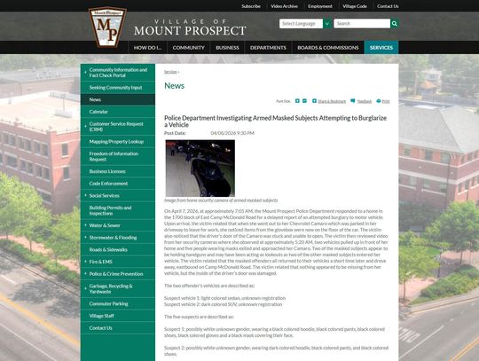 Poszukiwani uzbrojeni włamywacze samochodowi w Mount Prospect