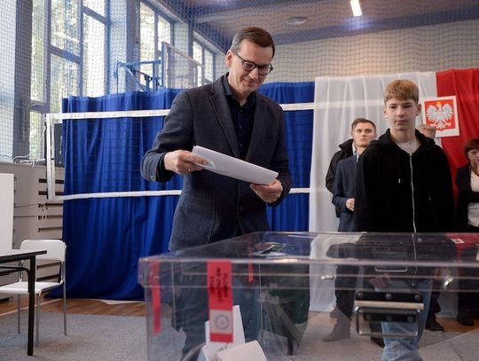 Premier Mateusz Morawiecki głosował na warszawskim Mokotowie