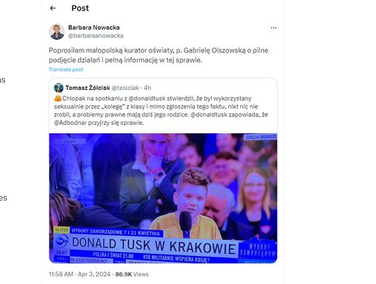 Premier skieruje do prokuratury sprawę chłopca, który opowiedział o wykorzystaniu w szkole