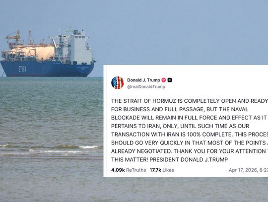 Prezydent Trump: cieśnina Ormuz jest w pełni otwarta