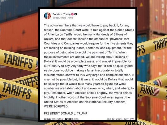 Prezydent Trump: jeśli Sąd Najwyższy unieważni cła, „mamy przerąbane”