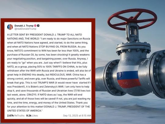 Prezydent Trump: nałożę sankcje na Rosję, jeśli kraje NATO przestaną kupować rosyjską ropę