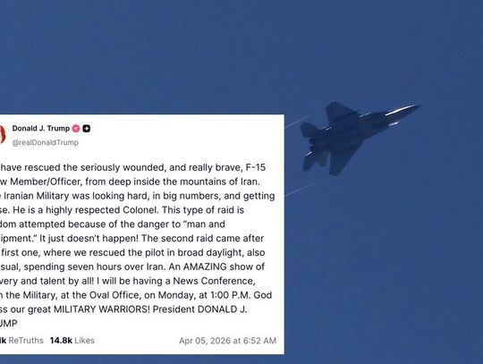 Prezydent Trump: nasze wojsko uratowało drugiego pilota z zestrzelonego nad Iranem myśliwca