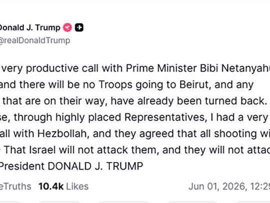 Prezydent Trump ogłosił zawieszenie broni między Izraelem i Hezbollahem