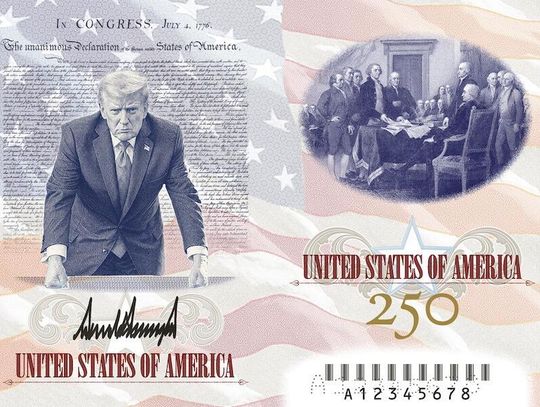 Prezydent Trump pokazał wzór paszportu ze swoją podobizną