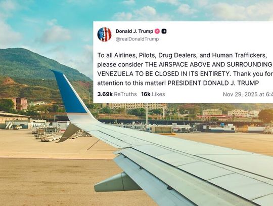 Prezydent Trump: uważajcie przestrzeń powietrzną nad Wenezuelą za zamkniętą