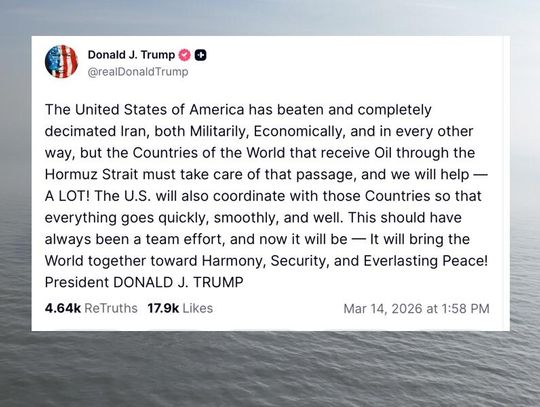 Prezydent Trump: wiele krajów wyśle okręty wojenne do zabezpieczenia cieśniny Ormuz