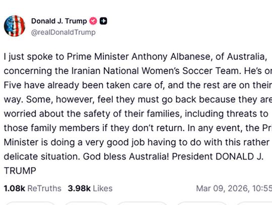 Prezydent Trump zaapelował do Australii, by udzieliła azylu irańskim piłkarkom