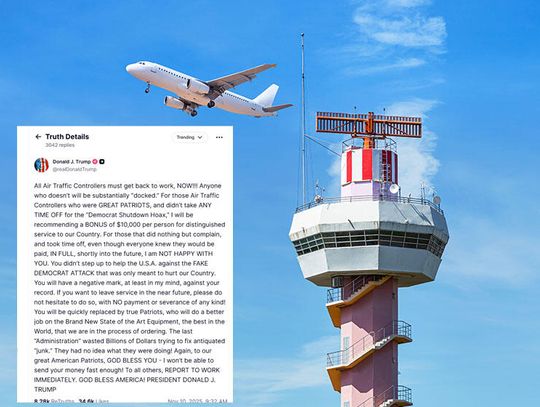 Prezydent Trump zapowiada obcięcie pensji kontrolerom lotów, którzy poszli na urlop podczas shutdownu