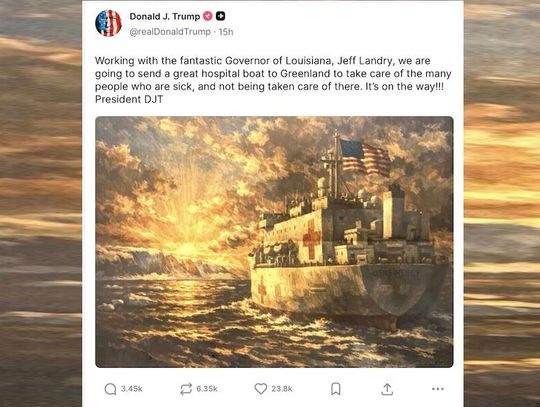 Prezydent Trump zapowiedział wysłanie okrętu szpitalnego do Grenlandii