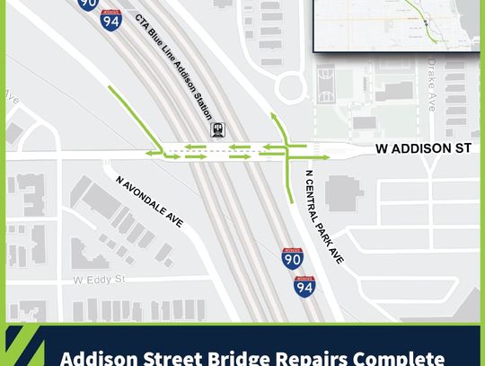 Remont Addison Street przy autostradzie ukończony przed terminem
