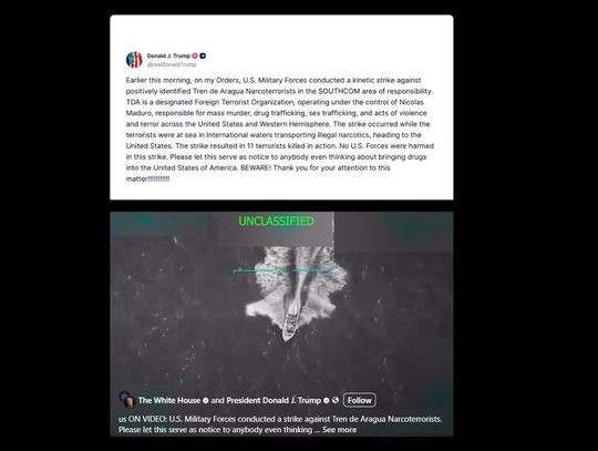 Trump: Podczas ataku na łódź z narkotykami zginęło 11 wenezuelskich terrorystów