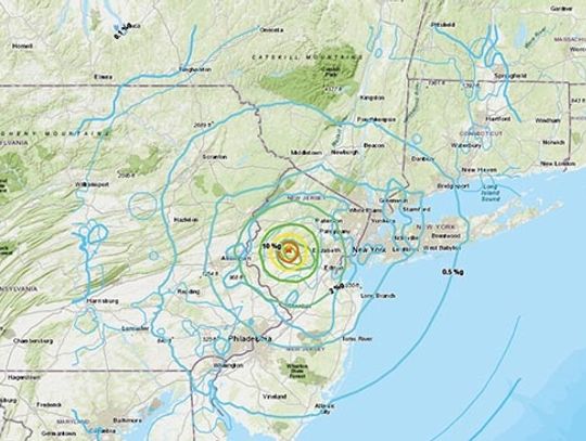 Trzęsienie ziemi - na obszarze od Filadelfii po rejon na północ od Bostonu