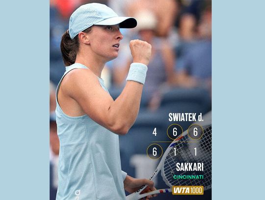 Turniej WTA w Cincinnati - awans Świątek do 1/8 finału