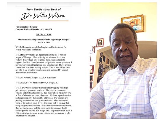 Willie Wilson po raz czwarty powalczy o fotel burmistrza Chicago