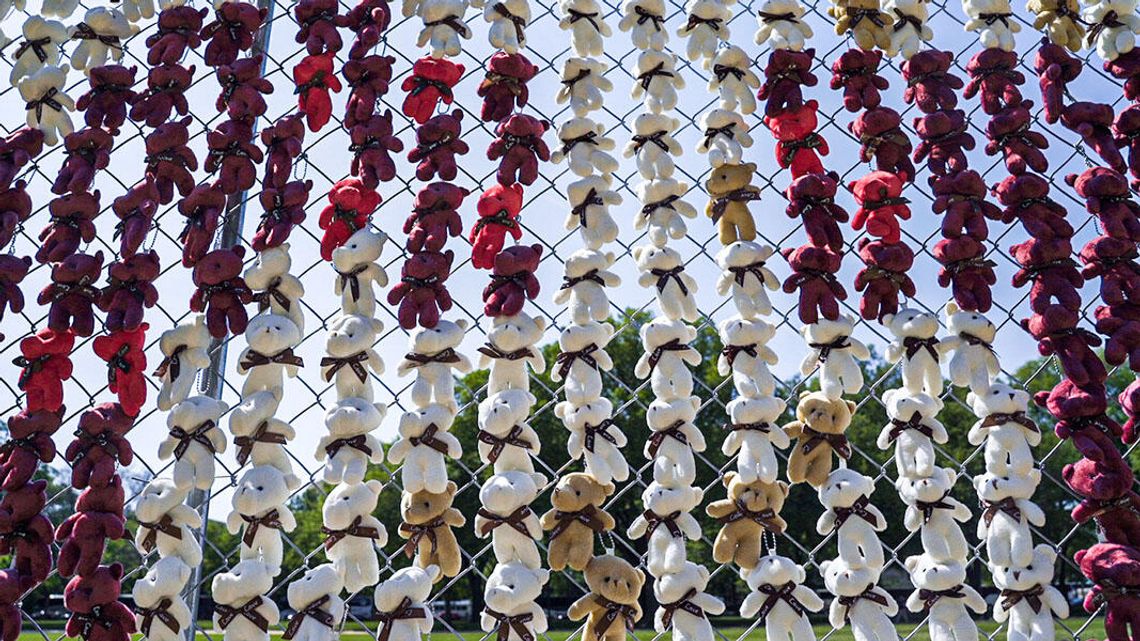 Pluszaki ukraińskich aktywistów w parku w centrum Waszyngtonu