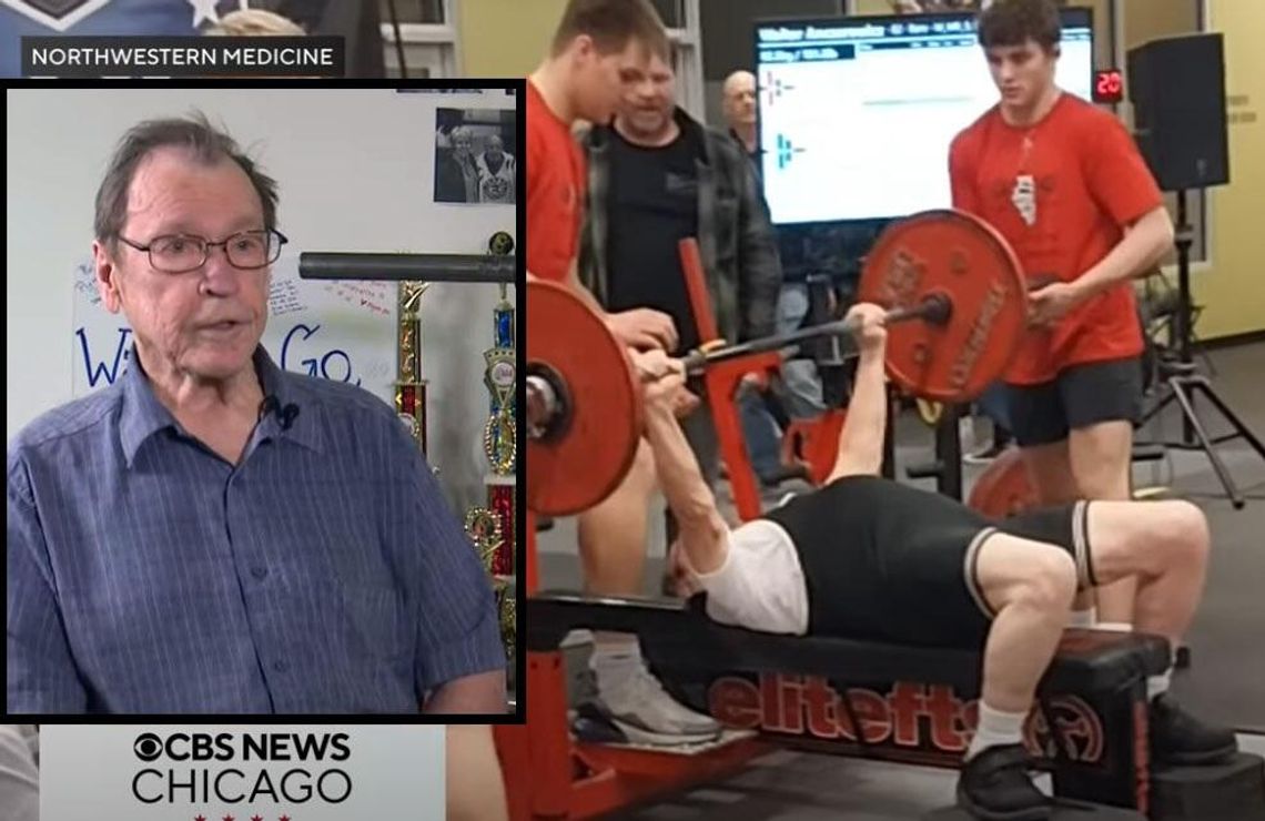 83-letni Wally Anczerewicz po chorobie nowotworowej mistrzem w wyciskaniu sztangi, wspierały go pielęgniarki z Orland Park (WIDEO)