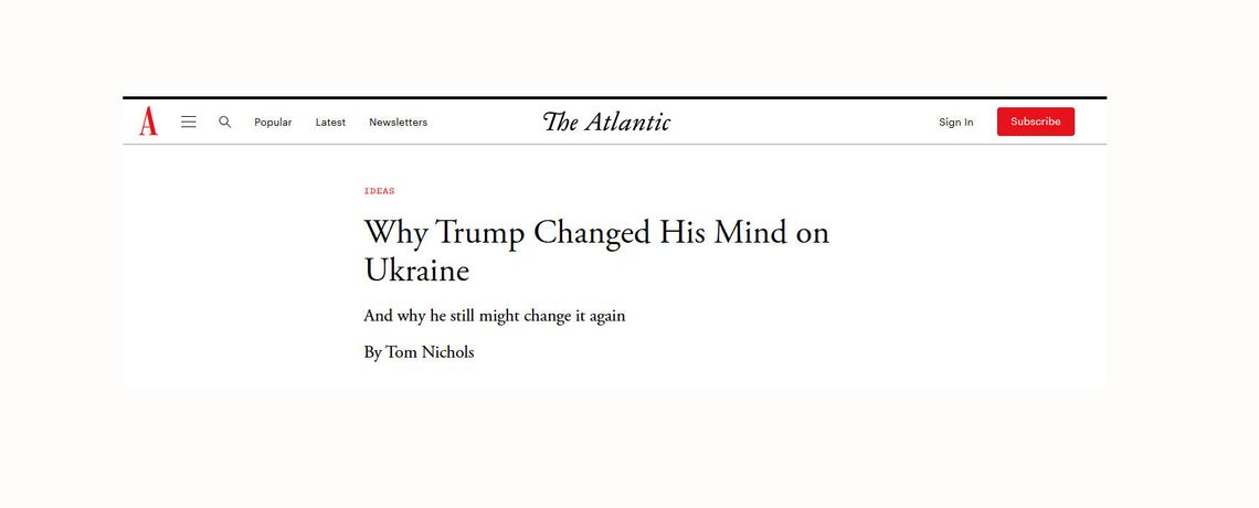 „Atlantic”: Trump twierdzi, że zmienił zdanie w sprawie Ukrainy; to raczej zasłona dymna