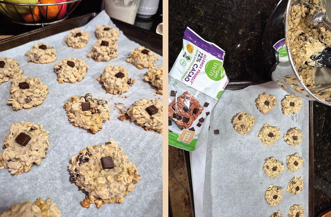 Ciasteczka owsiane z bananem, miodem i rodzynkami Ciasteczka owsiane z bananem, miodem i rodzynkami