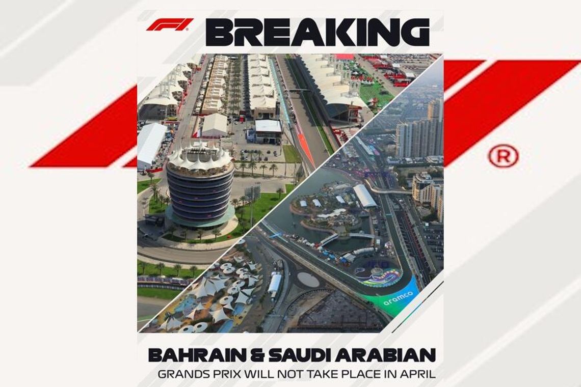 Formuła 1 - odwołano wyścigi w Bahrajnie i Arabii Saudyjskiej