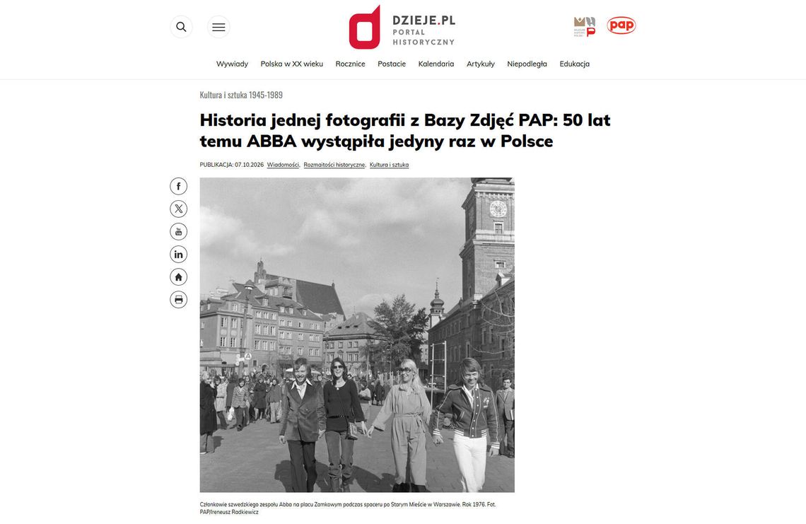 Historia jednej fotografii z Bazy Zdjęć PAP: 50 lat temu ABBA wystąpiła jedyny raz w Polsce Historia jednej fotografii z Bazy Zdjęć PAP: 50 lat temu ABBA wystąpiła jedyny raz w Polsce