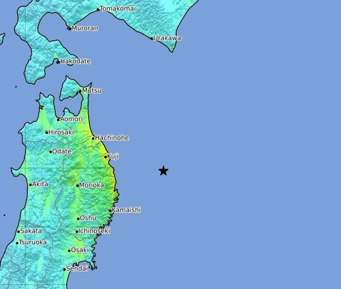 Japonia. Trzęsienie ziemi u północno-wschodnich wybrzeży kraju; wydano ostrzeżenie przed tsunami