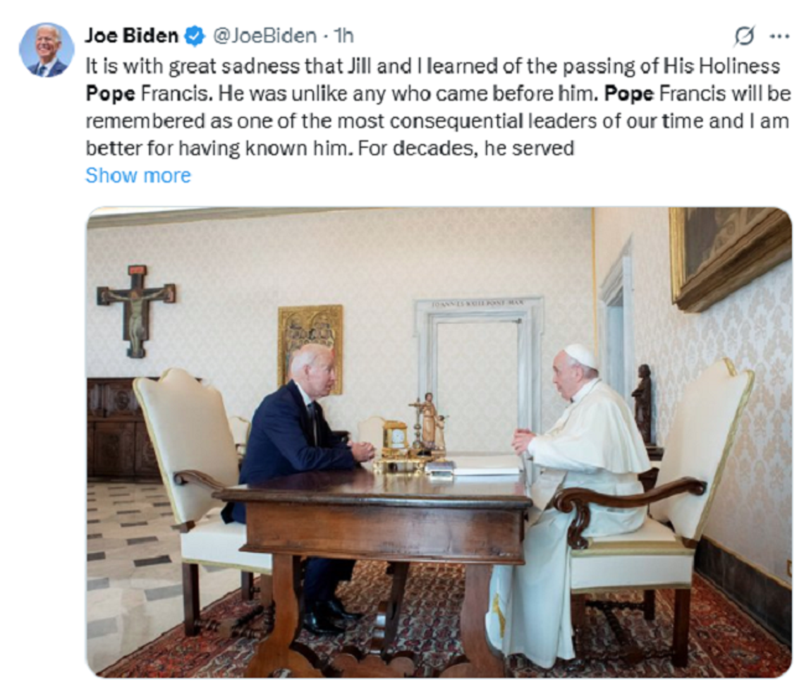 Joe Biden: Franciszek był kochającym i wymagającym duszpasterzem