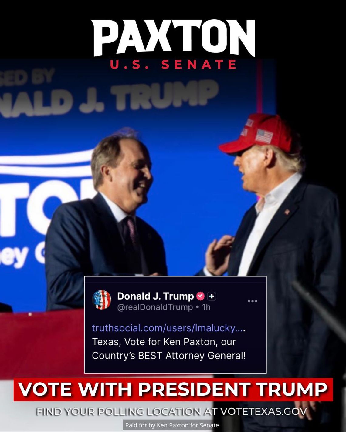 Kandydat Donalda Trumpa Ken Paxton wygrał prawybory na senatora z Teksasu