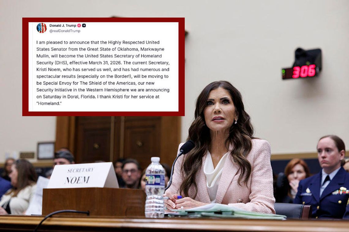 Kristi Noem traci stanowisko sekretarz DHS
