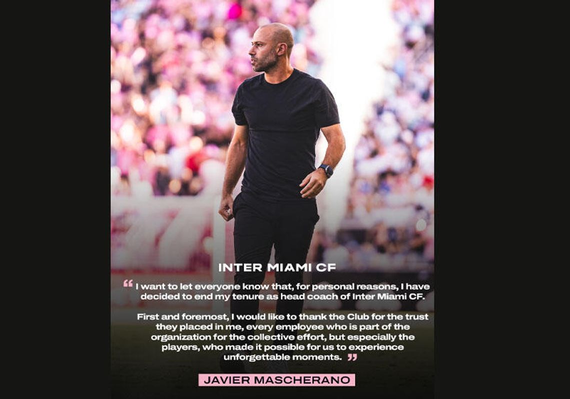 Liga MLS - Mascherano zrezygnował z funkcji trenera Interu Miami, drużyny Messiego Liga MLS - Mascherano zrezygnował z funkcji trenera Interu Miami, drużyny Messiego