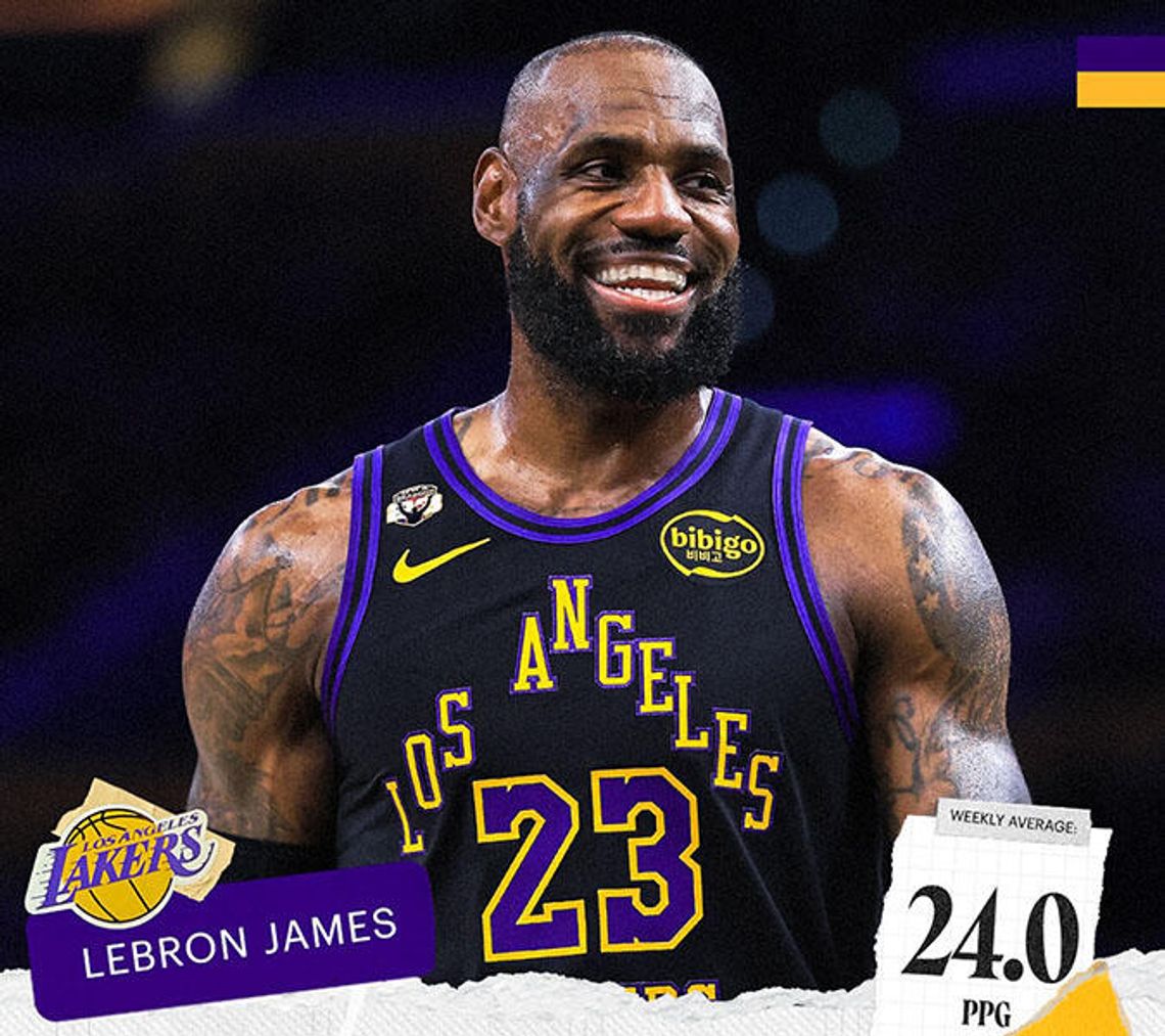 Liga NBA - 41-letni LeBron James graczem tygodnia na Zachodzie