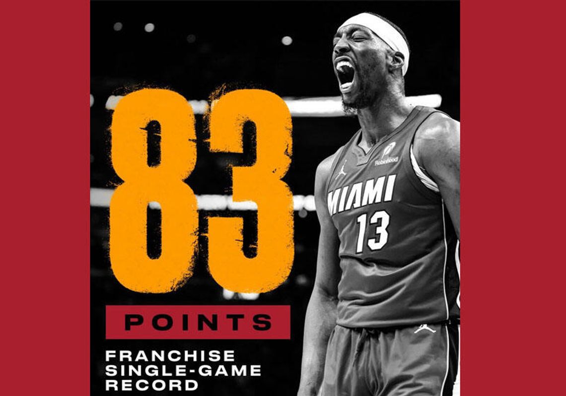 Liga NBA -  historyczny popis Adebayo – 83 punkty