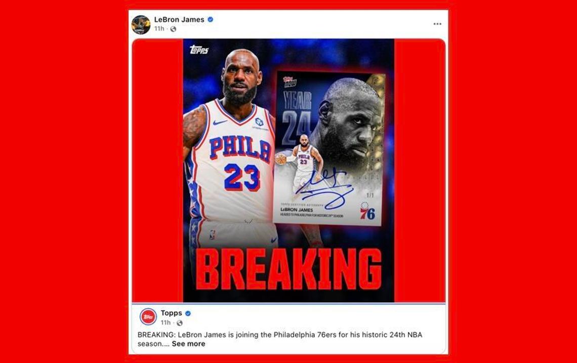 Liga NBA - LeBron James koszykarzem Philadelphia 76ers Liga NBA - LeBron James koszykarzem Philadelphia 76ers