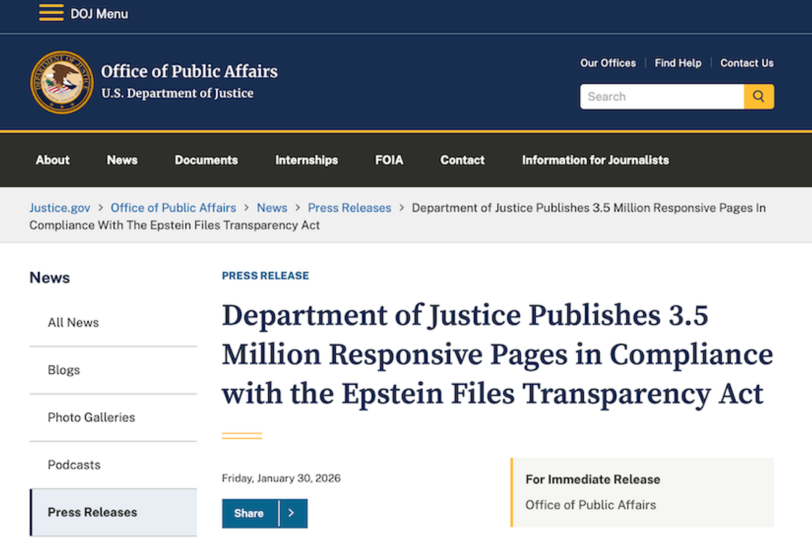 Lista donosów dot. Trumpa wśród opublikowanych dokumentów dot. Epsteina