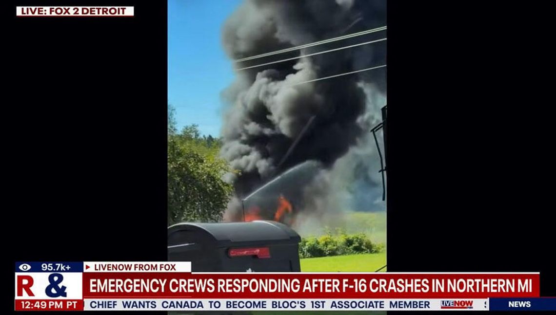 Myśliwiec F-16 rozbił się w Michigan, ewakuowano okolicznych mieszkańców (WIDEO)